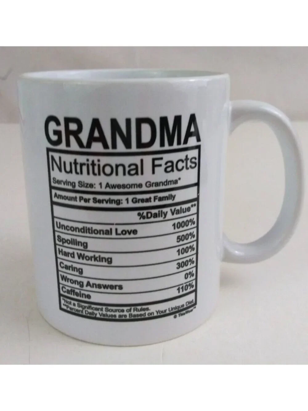 ThisWear Grandma Nutritional Facts White & Black 3.75
